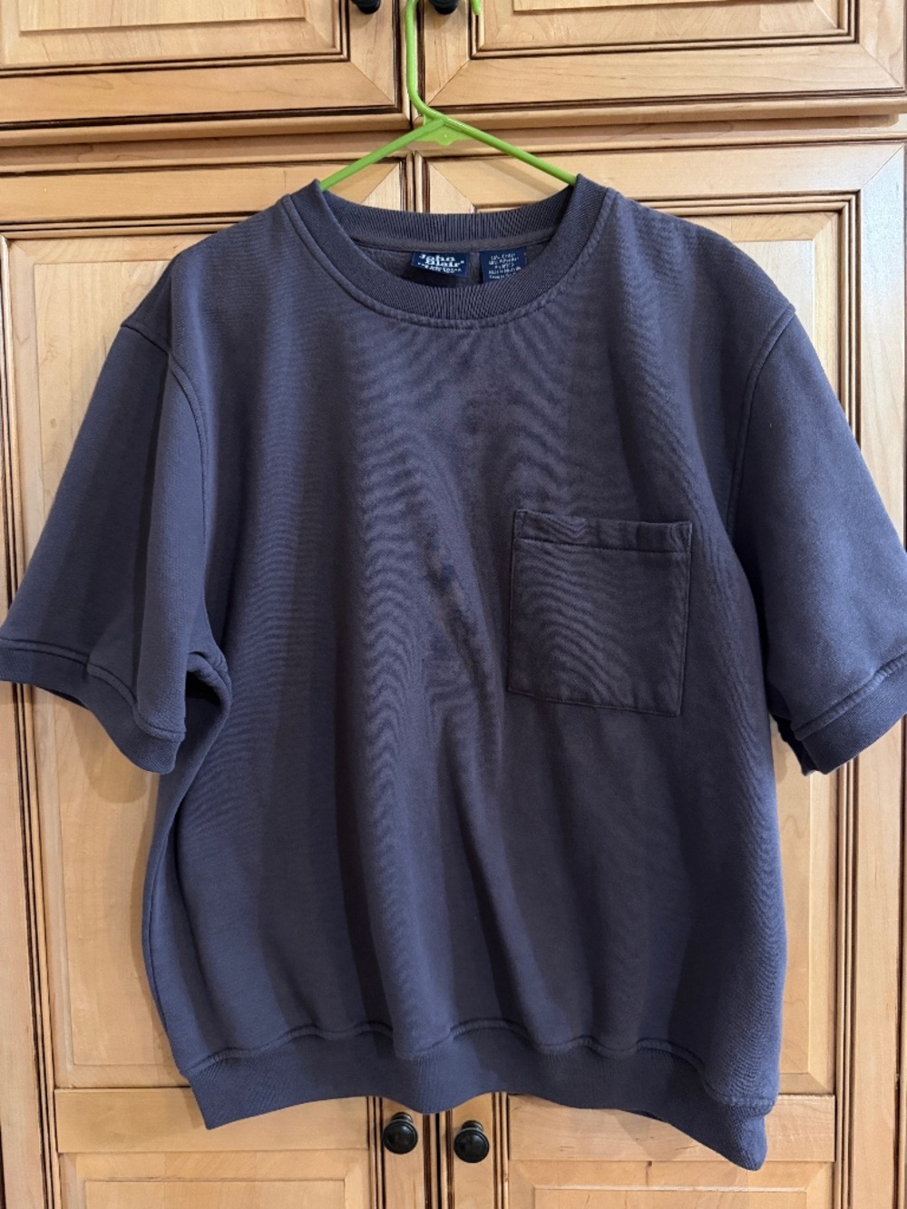 John Blair Short-Sleeve Crewneck Sweatshirt w/Front Pocket Steel Gray, NWOT